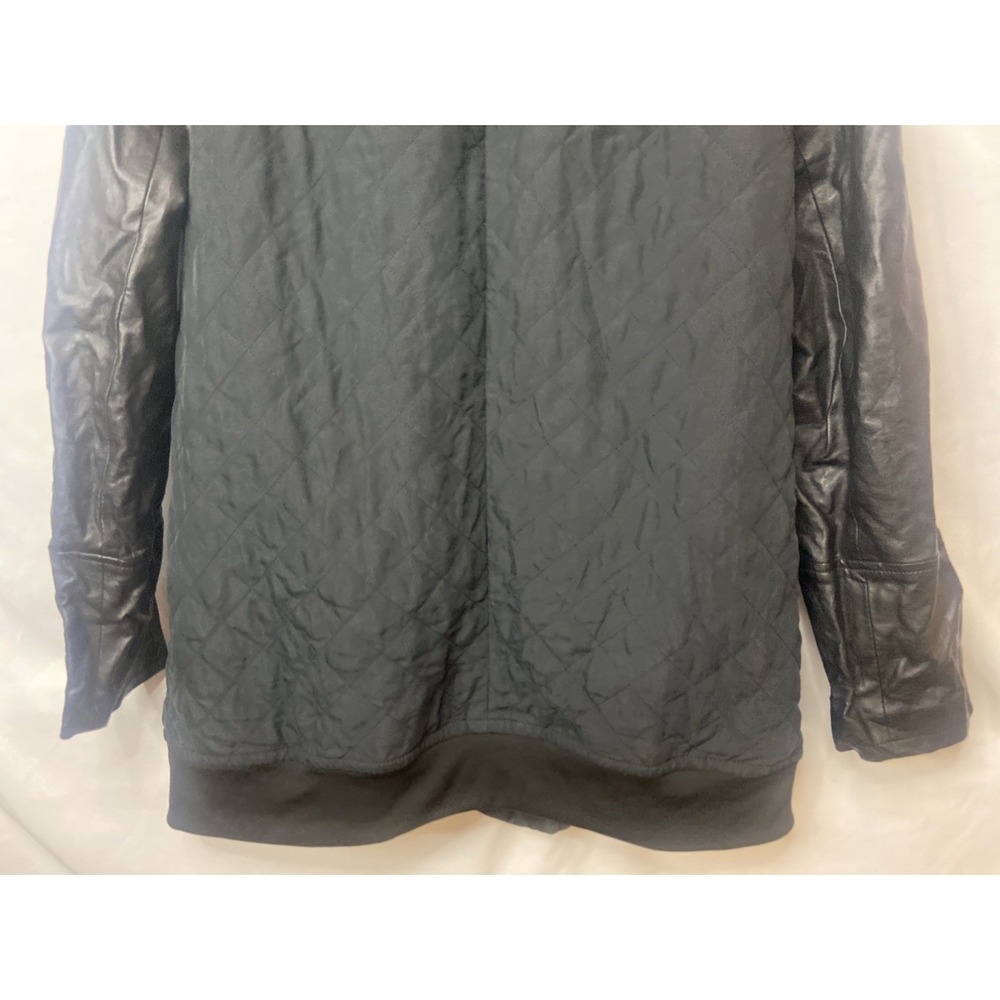 DKNY Jeans Womens Quilted Bomber Jacket Coat Moto Zip Front Long Sleeve Black XL - Picture 9 of 16